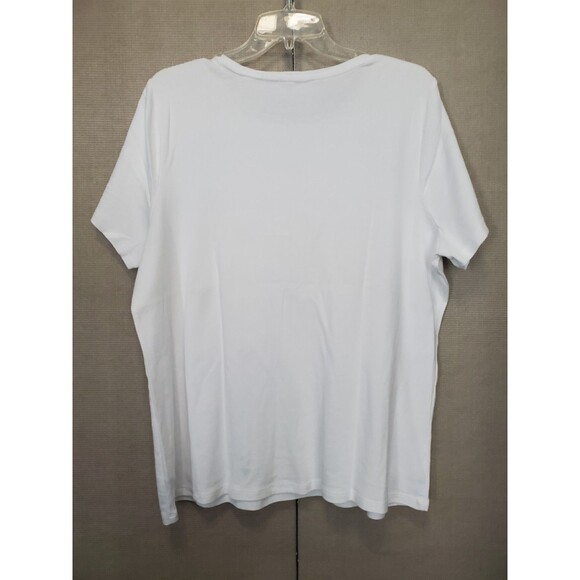 Talbots Woman 100% Cotton White Sequined Palm Trees Short Sleeve T-Shirt Size 2X - Picture 6 of 7